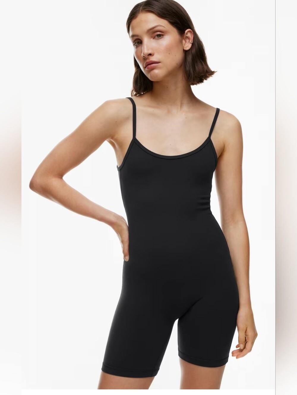 Aritzia TnaACTION Black Unitard Romper Bodysuit Yoga Pilates Sz M Butterfly Soft